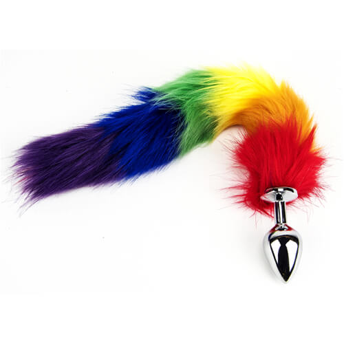 n10780 furry fantasy rainbow tail butt plug 1