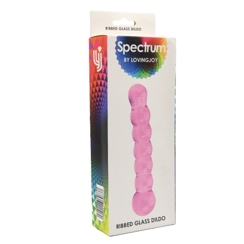 n11032 spectrum ribbed glass dildo packaged 1