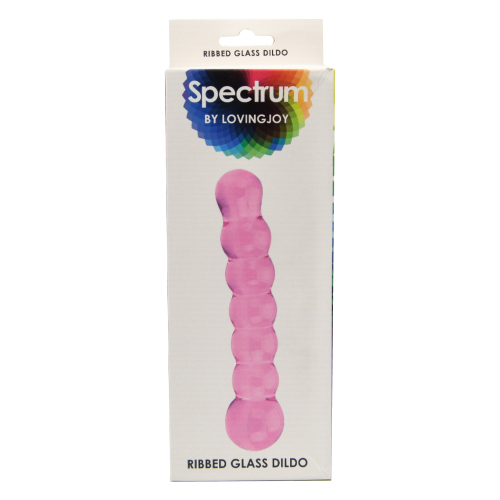 n11032 spectrum ribbed glass dildo packaged