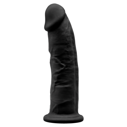 n11121 9 inch realistic girthy silicone dual density dildo with suction cup black hr