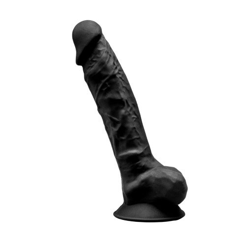 n11123 9 inch realistic silicone dual density dildo with suction cup with balls black