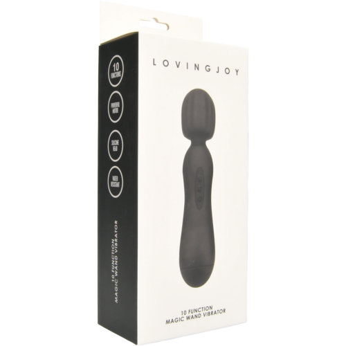 n11292 loving joy 10 function magic wand vibrator black packaging
