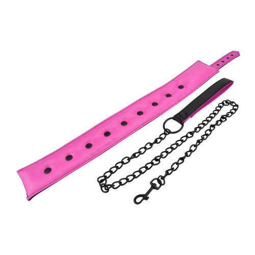 n11404 bound to please pink black bondage collar leash 2