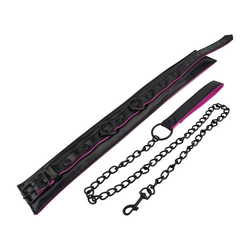 n11404 bound to please pink black bondage collar leash 3