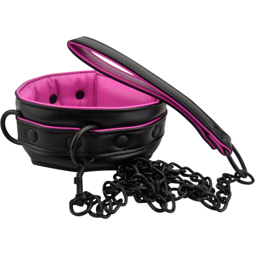 n11404 bound to please pink black bondage collar leash