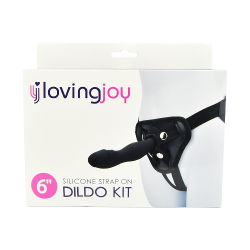 n11475 loving joy 6 inch silicone strap on dildo kit pkg 1