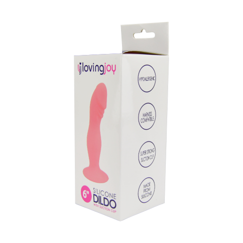 n11537 loving joy 6 inch silicone dildo with suction cup pink pkg 1