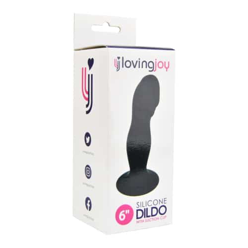 n10438 loving joy 6 inch silicone dildo with suction cup blk pkg 1