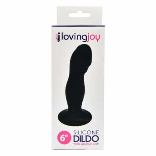 n10438 loving joy 6 inch silicone dildo with suction cup blk pkg