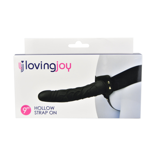 n11681 loving joy 8 inch hollow strap on black pkg
