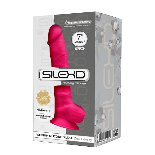 n11386 silexd 7inch realistic silicone dual density dildo wsuctioncup balls pink 3