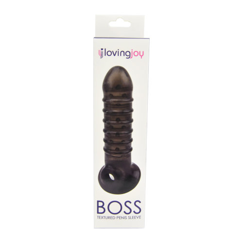 n10818 loving joy boss textured penis sleeve with ball loop pkg