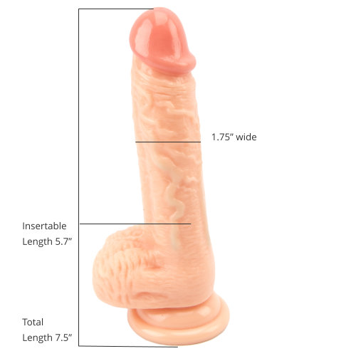 n10434 loving joy realistic dildo with balls and suction cup 7 5 inch measurements