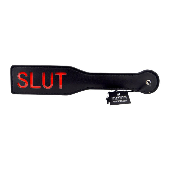 bound to please slut spanking paddle black reversed