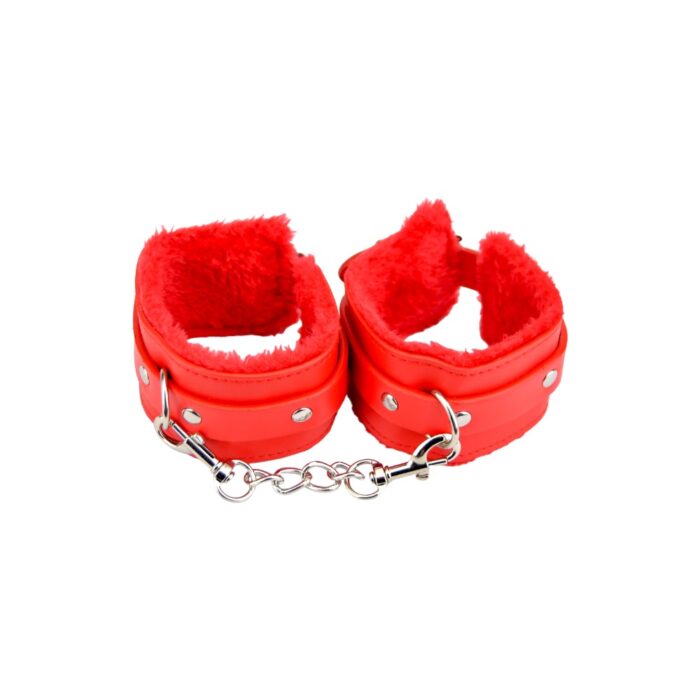 n11933 bound to please furry plush wrist cuffs red 2