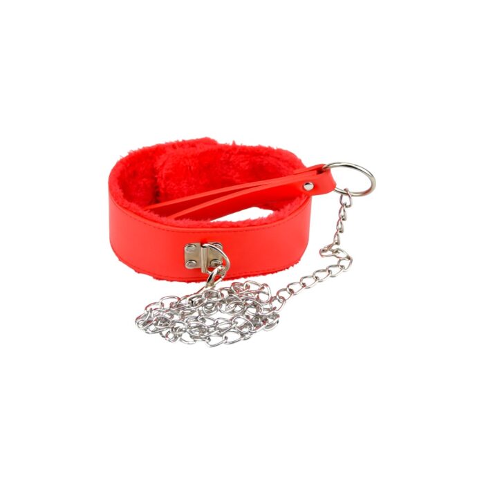 n11935 bound to please furry collar with leash red 4