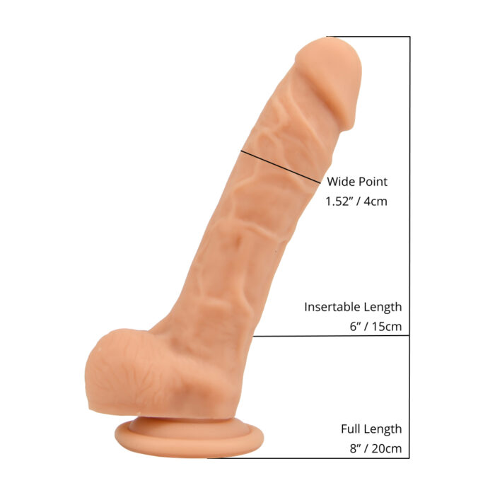 n12030 loving joy 8 inch realistic silicone dildo with suction cup and balls vanilla size