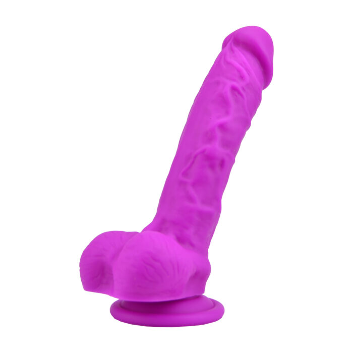 n12032 loving joy 8 inch realistic silicone dildo with suction cup and balls purple 1