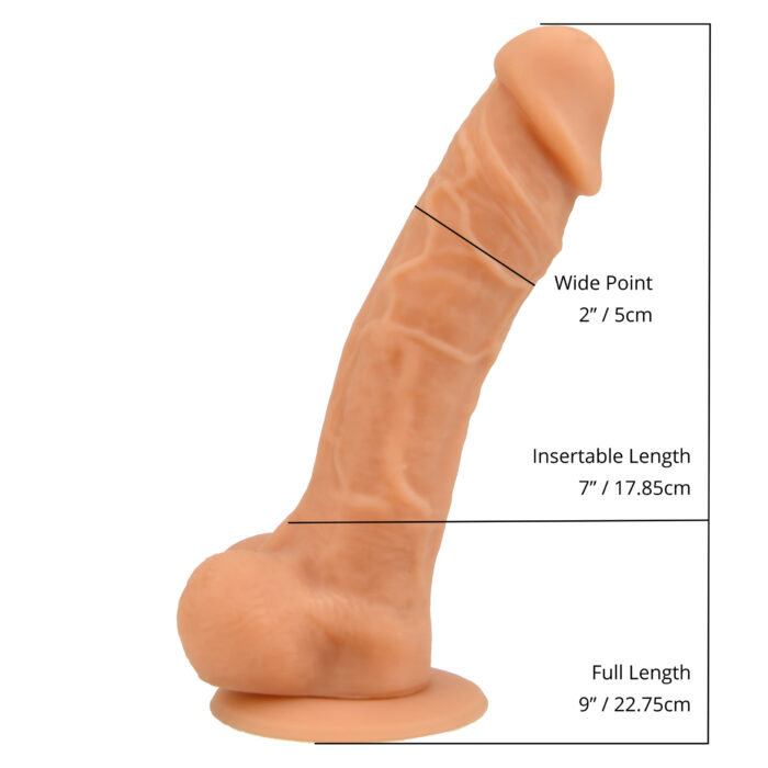 n12034 loving joy 9 inch realistic silicone dildo with suction cup and balls vanilla size hr scaled 1
