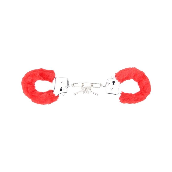 n11851 bound to play heavy duty furry handcuffs red 1