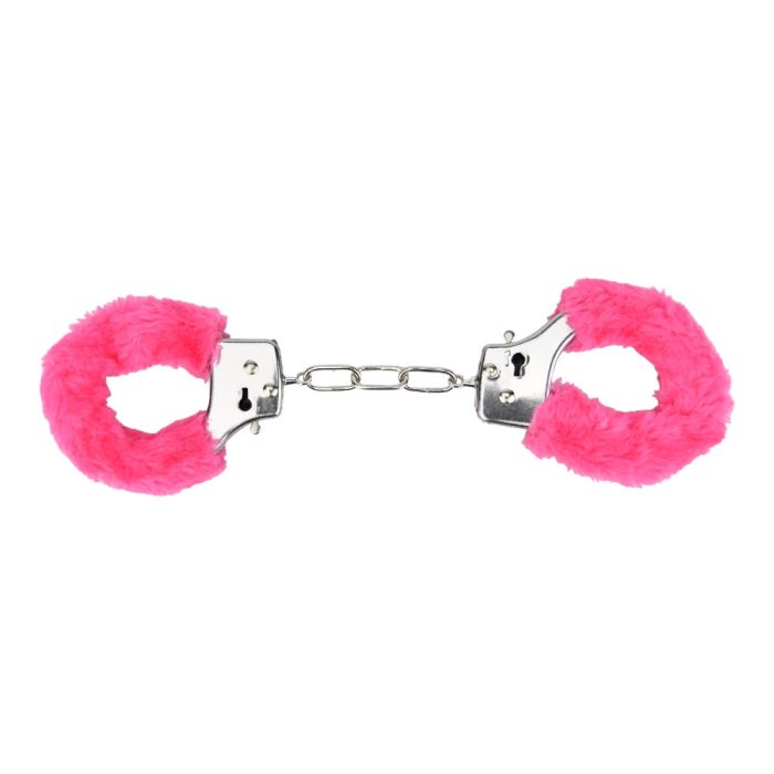 n12138 bound to play heavy duty furry handcuffs pink 1