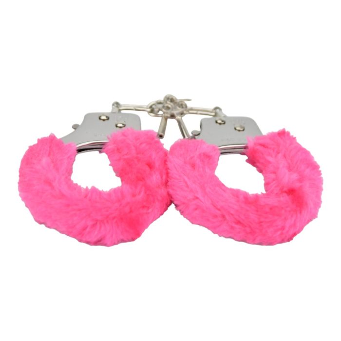 n12138 bound to play heavy duty furry handcuffs pink 2