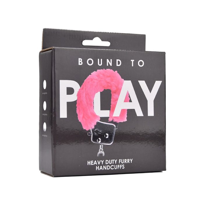 n12138 bound to play heavy duty furry handcuffs pink pkg 1