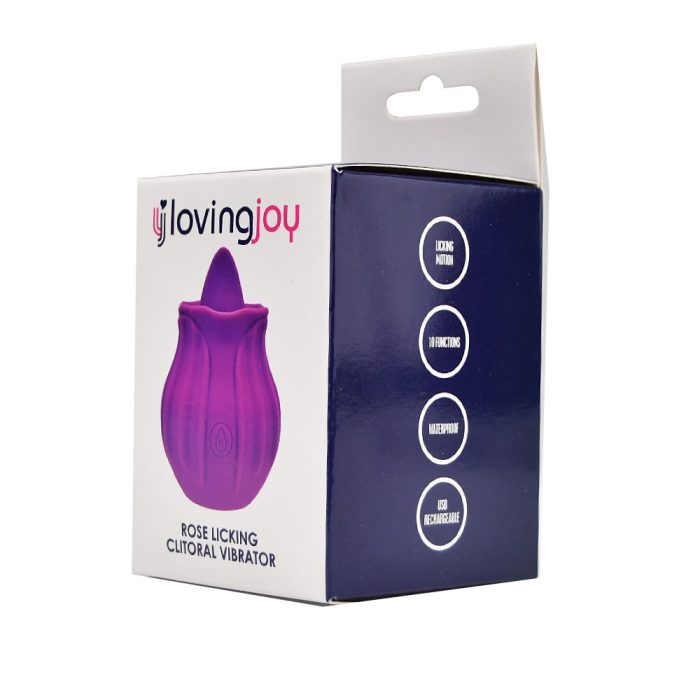 n12245 loving joy rose licking clitoral vibrator purple pkg side 1