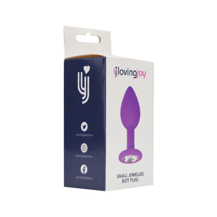 n11237 loving joy jewelled silicone butt plug purple small pkg 1