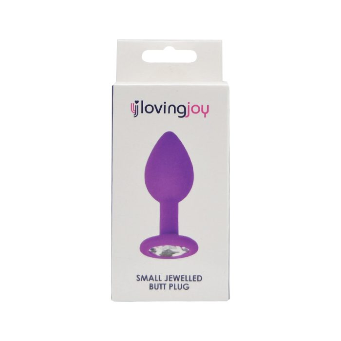 n11237 loving joy jewelled silicone butt plug purple small pkg